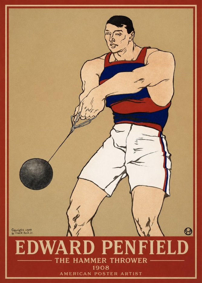 Edward Penfield Athlete with Weight No4 - Poszter