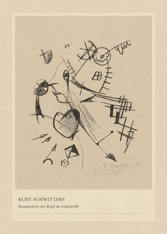 Kurt Schwitters Komposition Mit Kopf Im Linksprofil No4 - Poszter