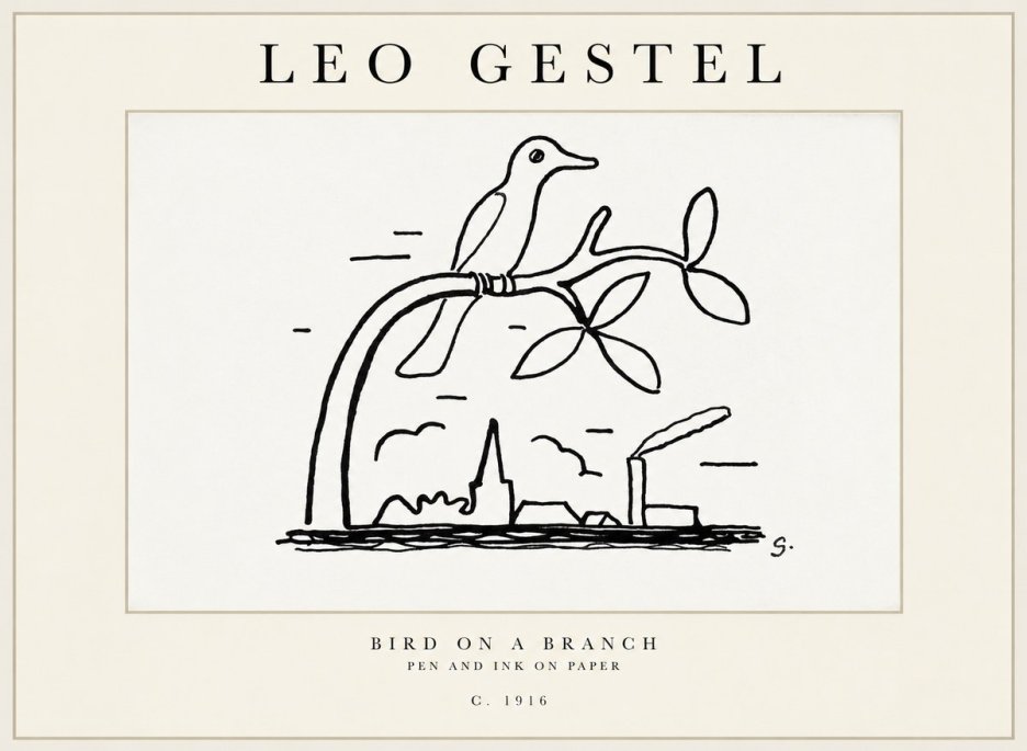 Leo Gestel Bird on a Branch No2 - Poszter