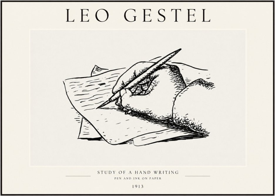 Leo Gestel Study of a Hand Writing No1 - Poszter