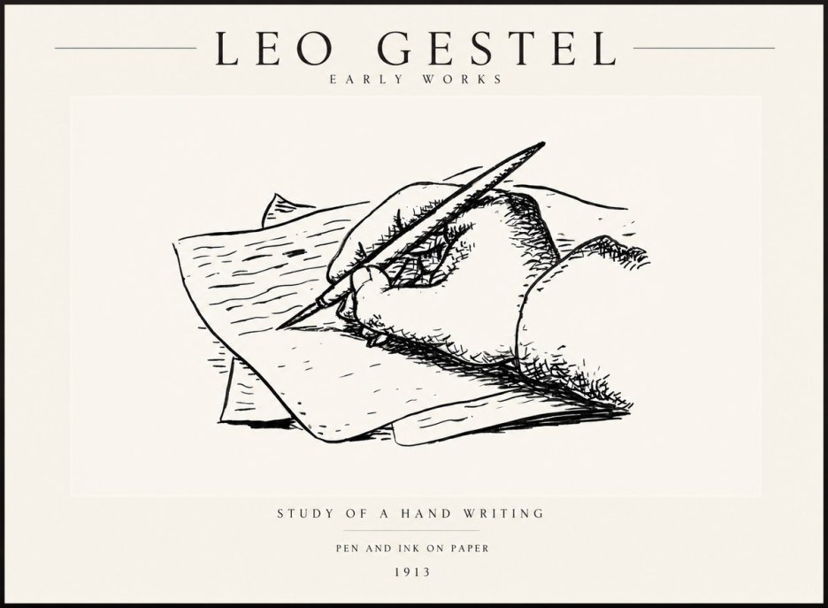 Leo Gestel Study of a Hand Writing No3 - Poszter