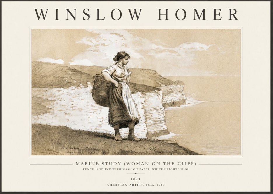 Winslow Homer Marine Study (Woman on the Cliff) No3 - Poszter