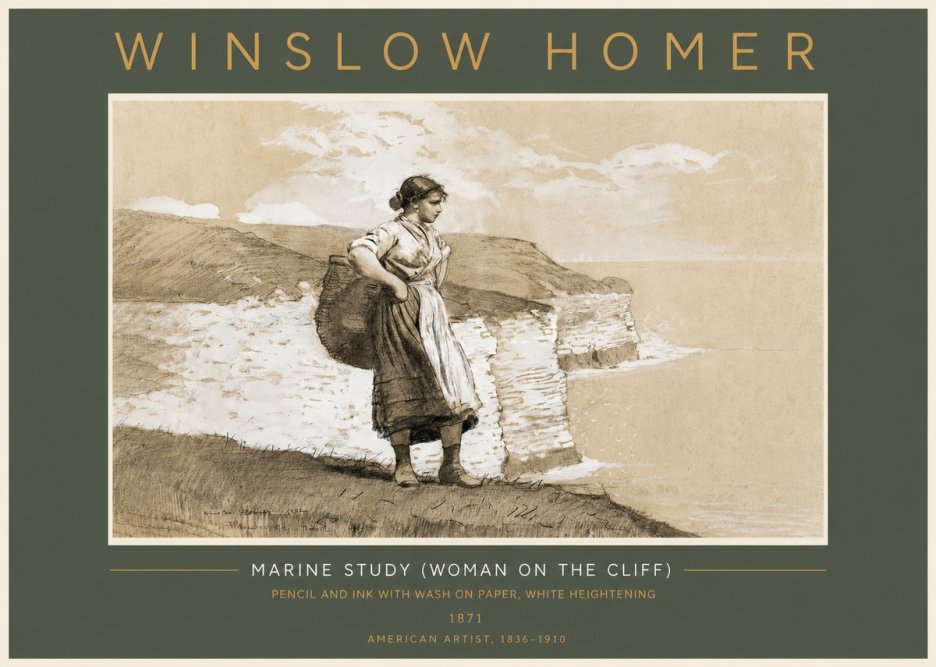 Winslow Homer Marine Study (Woman on the Cliff) No4 - Poszter