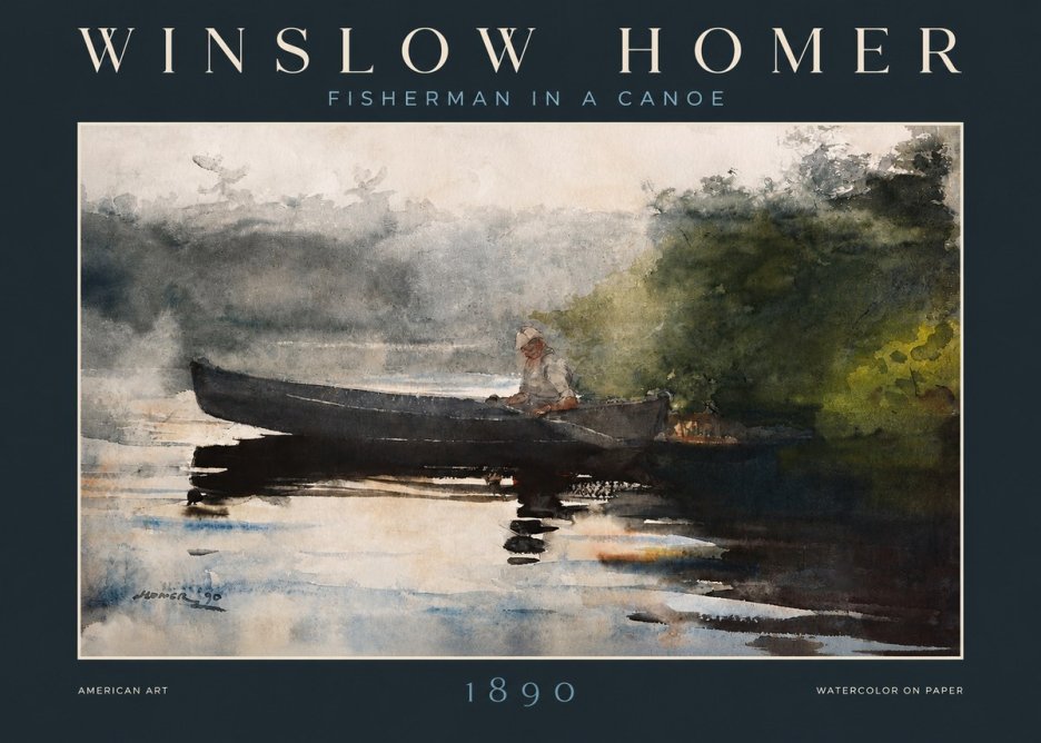 Winslow Homer Fisherman in a Canoe No2 - Poszter