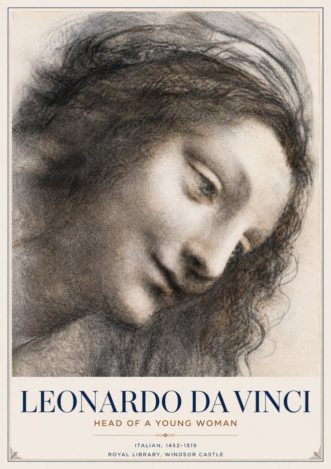 Leonardo da Vinci Head of a Young Woman I No6 - Poszter