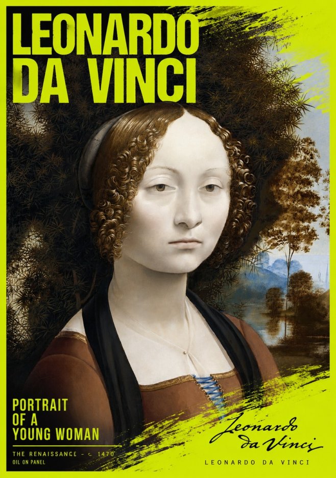Leonardo da Vinci Portrait of a Young Woman I No2 - Poszter