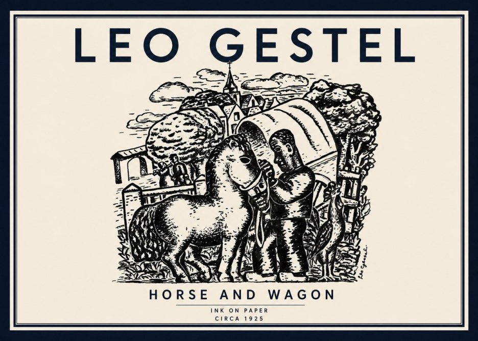 Leo Gestel Horse and Wagon No6 - Poszter