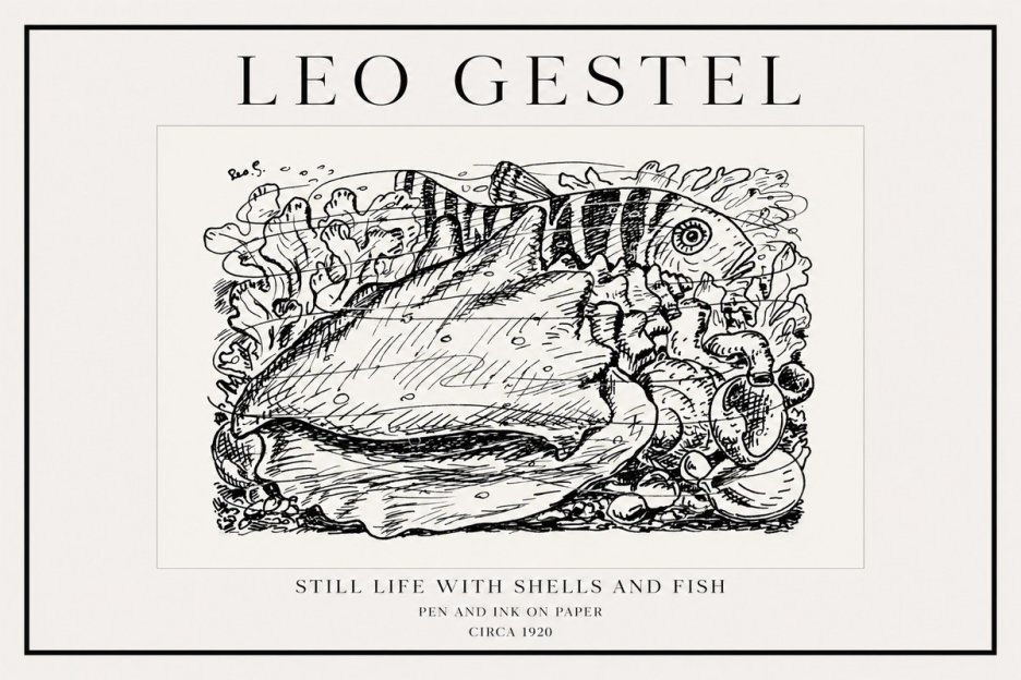 Leo Gestel Still Life with Shells and Fish No1 - Poszter