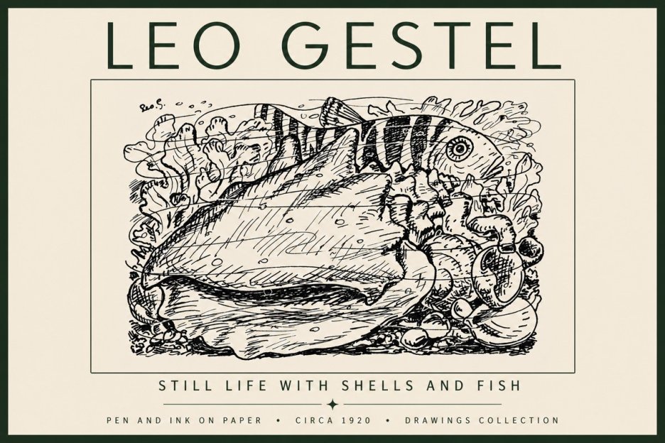 Leo Gestel Still Life with Shells and Fish No5 - Poszter