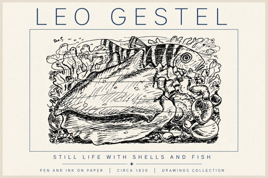 Leo Gestel Still Life with Shells and Fish No6 - Poszter