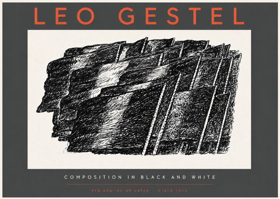 Leo Gestel Composition in Black and White No3 - Poszter