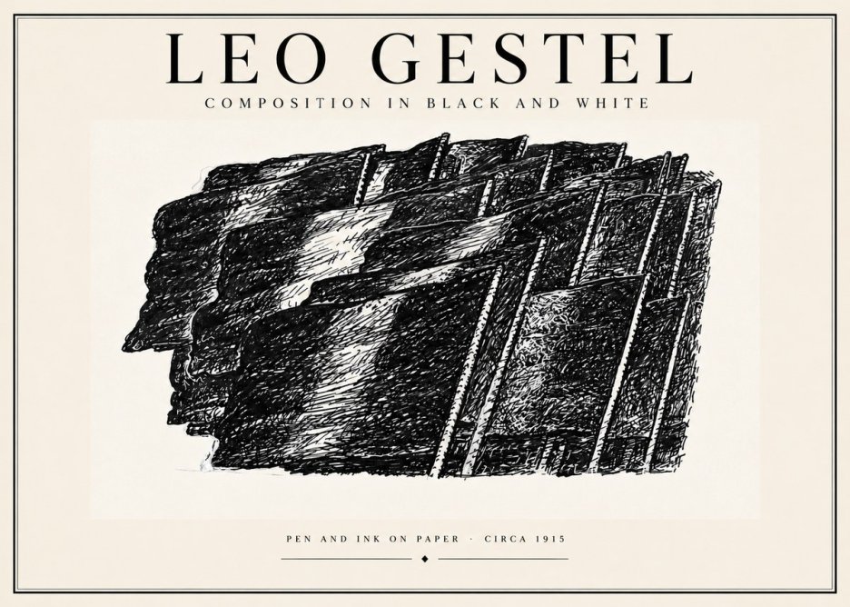 Leo Gestel Composition in Black and White No4 - Poszter