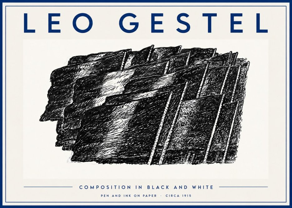 Leo Gestel Composition in Black and White No5 - Poszter