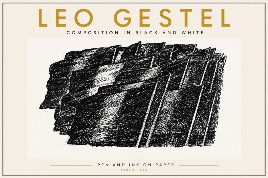 Leo Gestel Composition in Black and White No6 - Poszter