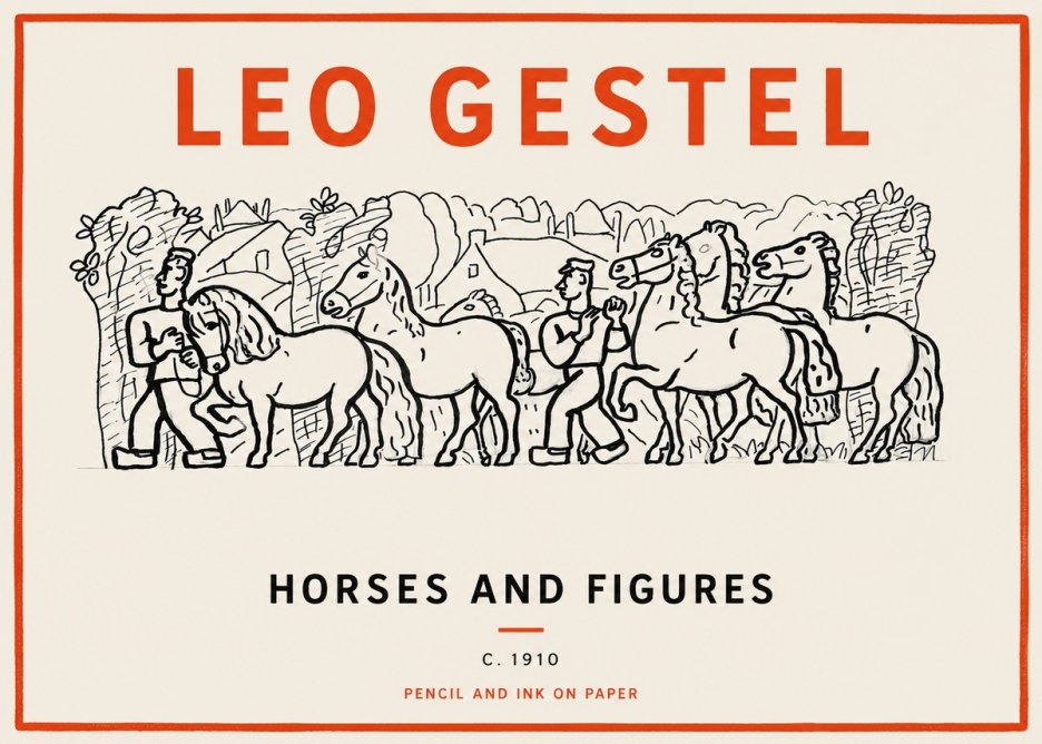 Leo Gestel Horses and Figures No2 - Poszter