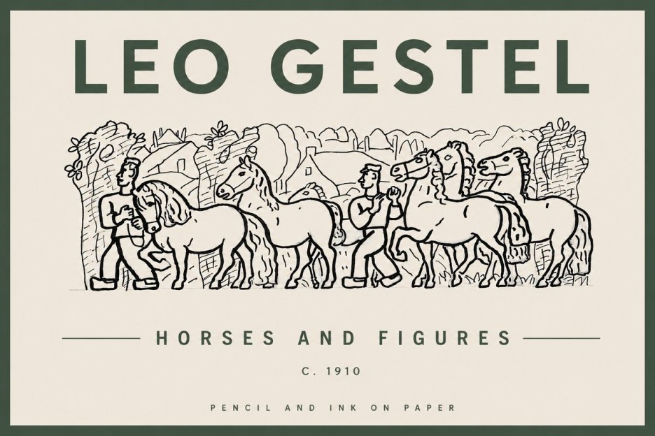 Leo Gestel Horses and Figures No4 - Poszter