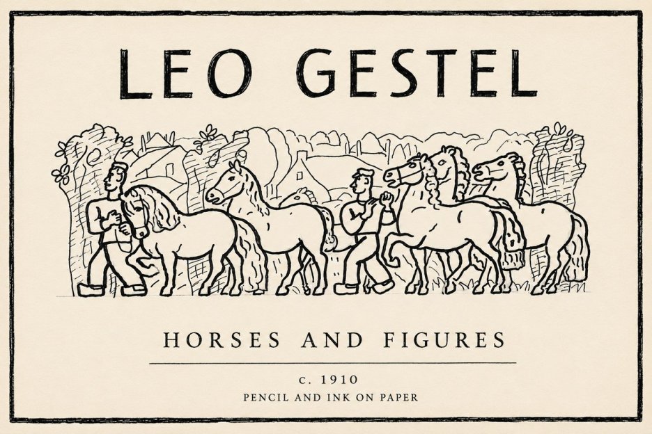 Leo Gestel Horses and Figures No6 - Poszter