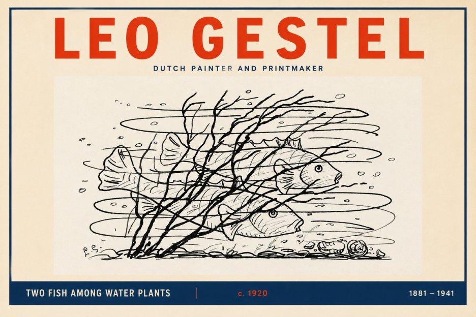 Leo Gestel Two Fish Among Water Plants No2 - Poszter