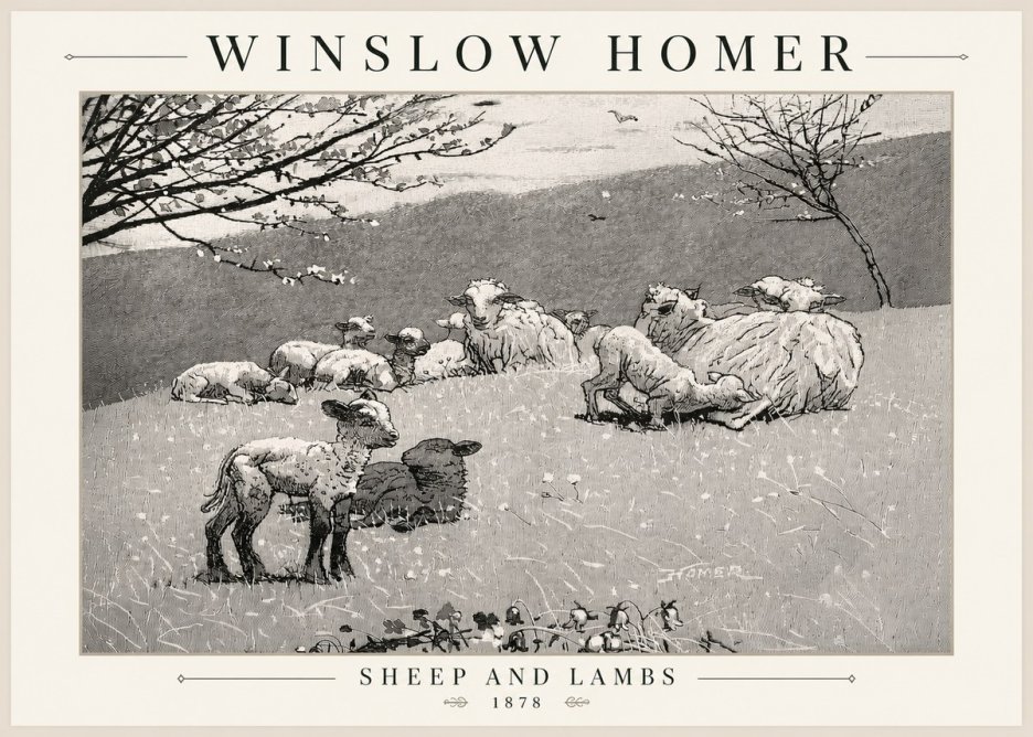 Winslow Homer Sheep and Lambs No5 - Poszter