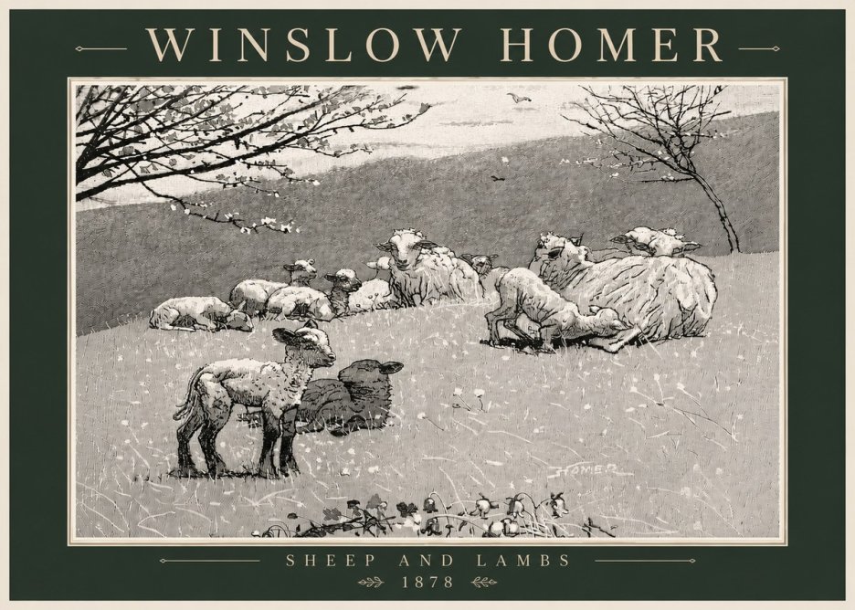 Winslow Homer Sheep and Lambs No6 - Poszter
