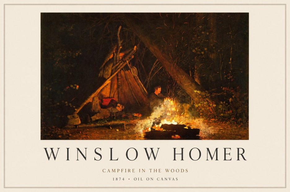 Winslow Homer Campfire in the Woods No1 - Poszter