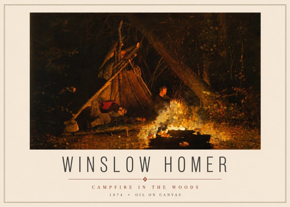 Winslow Homer Campfire in the Woods No4 - Poszter