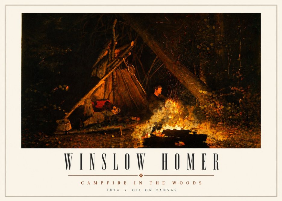 Winslow Homer Campfire in the Woods No5 - Poszter