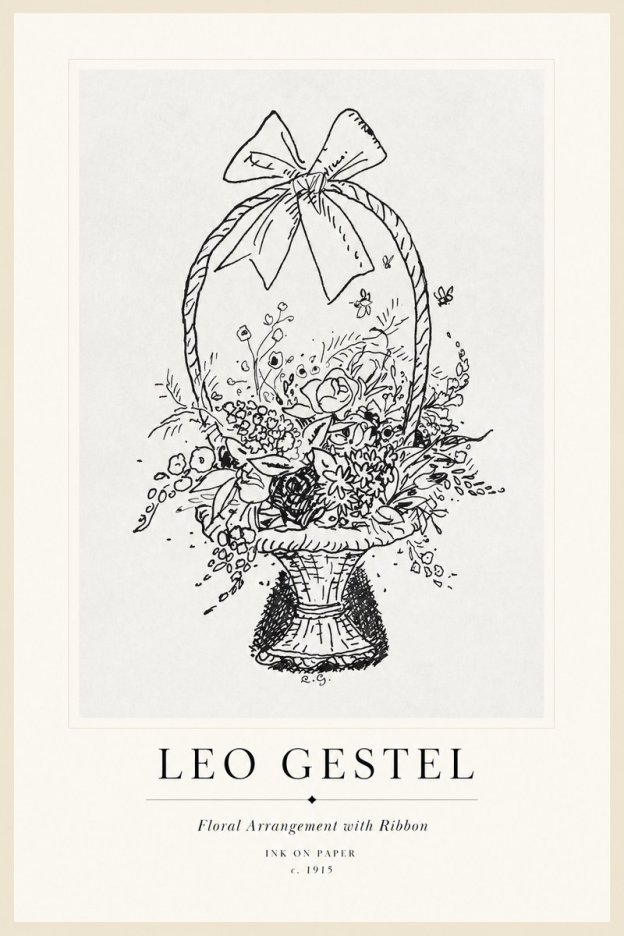 Leo Gestel Floral Arrangement with Ribbon No1 - Poszter