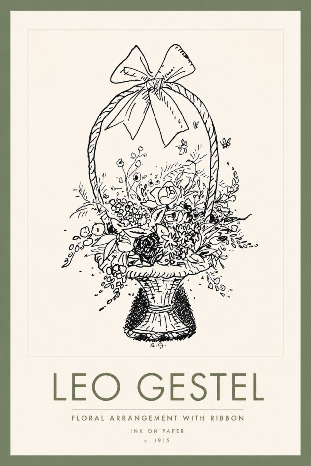 Leo Gestel Floral Arrangement with Ribbon No2 - Poszter