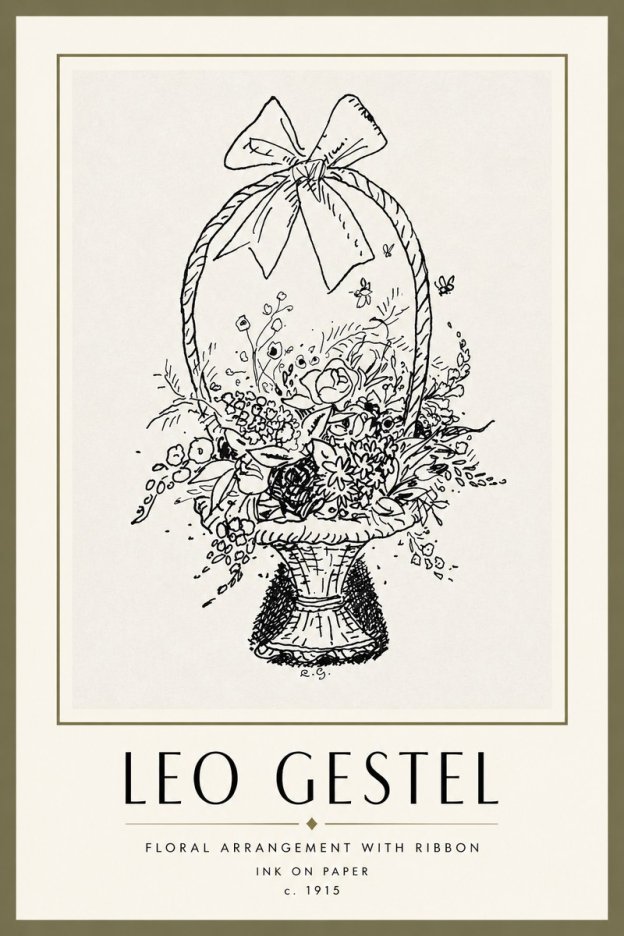 Leo Gestel Floral Arrangement with Ribbon No4 - Poszter