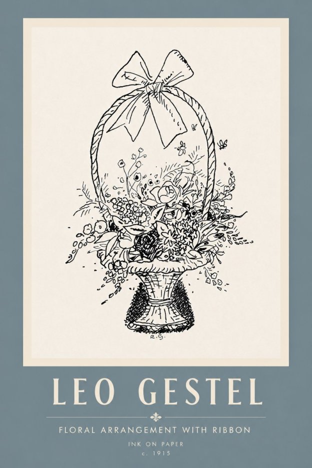 Leo Gestel Floral Arrangement with Ribbon No5 - Poszter