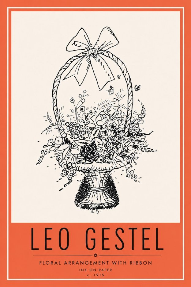 Leo Gestel Floral Arrangement with Ribbon No6 - Poszter