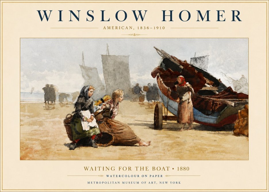 Winslow Homer Waiting for the Boat No4 - Poszter
