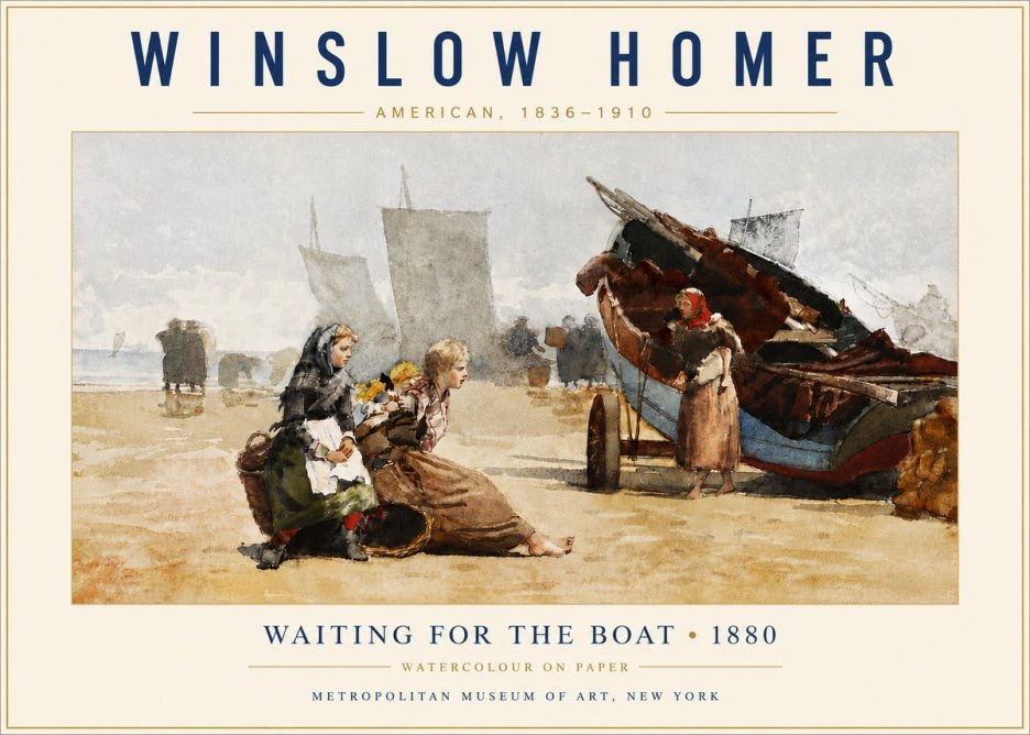 Winslow Homer Waiting for the Boat No6 - Poszter