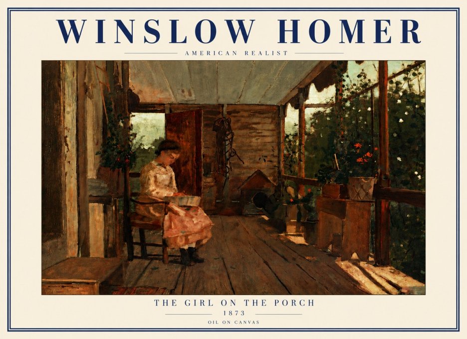 Winslow Homer The Girl on the Porch No6 - Poszter