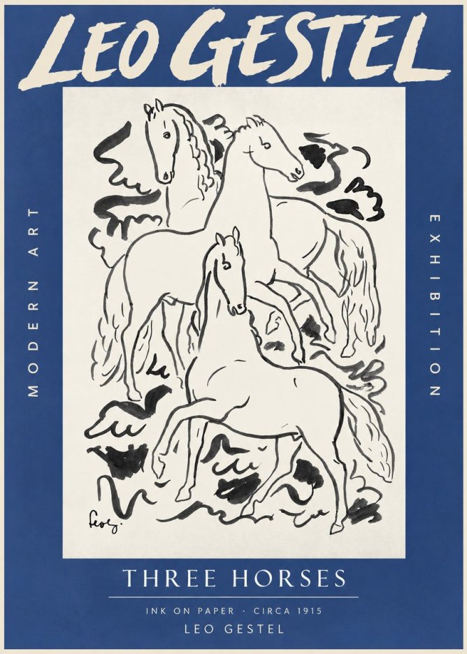Leo Gestel Three Horses No3 - Poszter