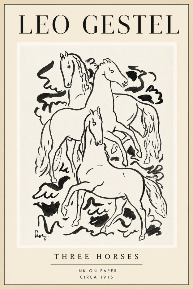 Leo Gestel Three Horses No4 - Poszter