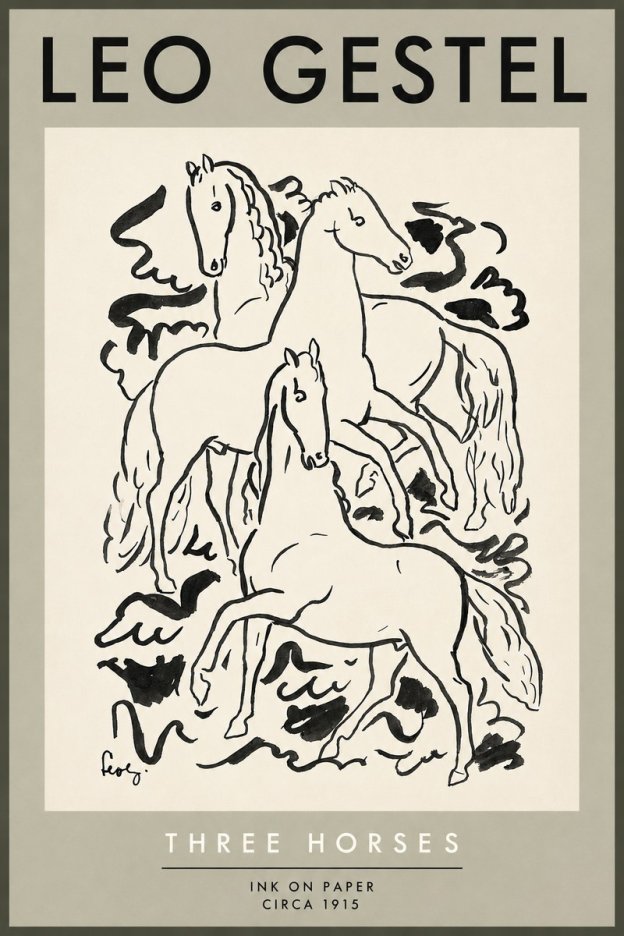 Leo Gestel Three Horses No5 - Poszter