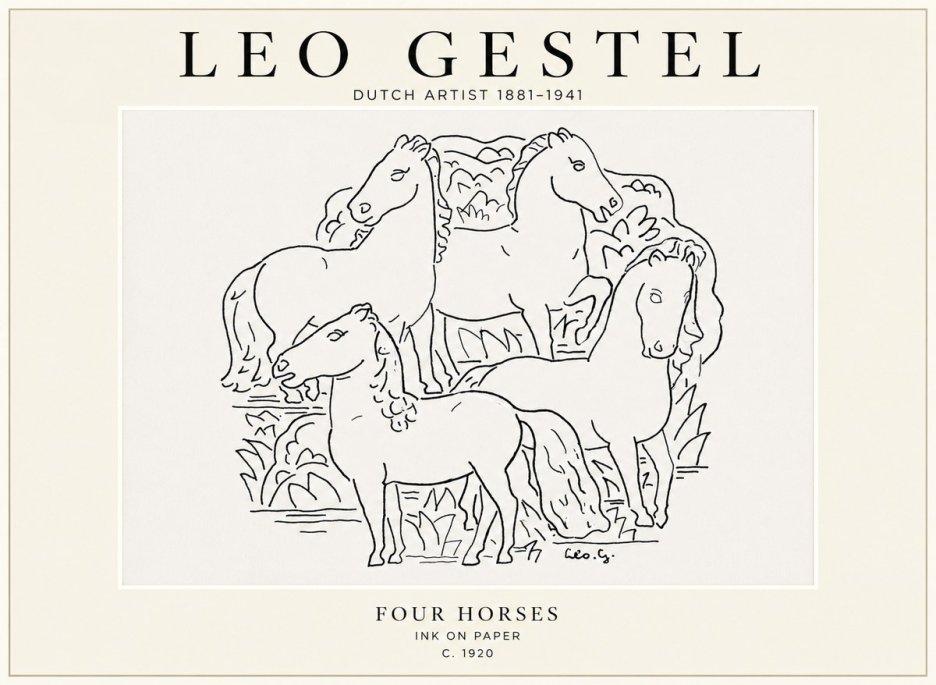 Leo Gestel Four Horses No1 - Poszter