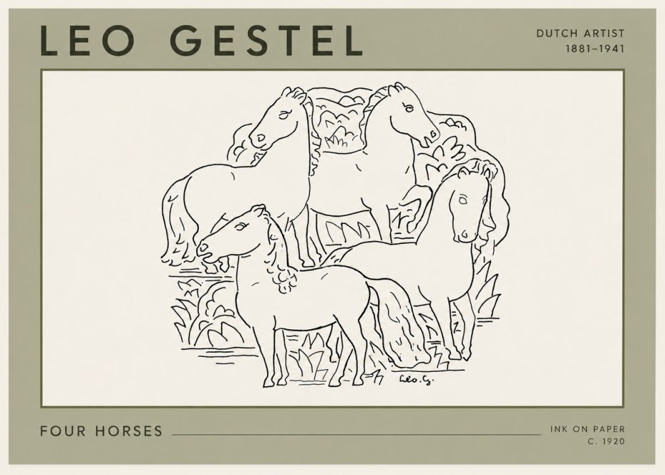Leo Gestel Four Horses No3 - Poszter