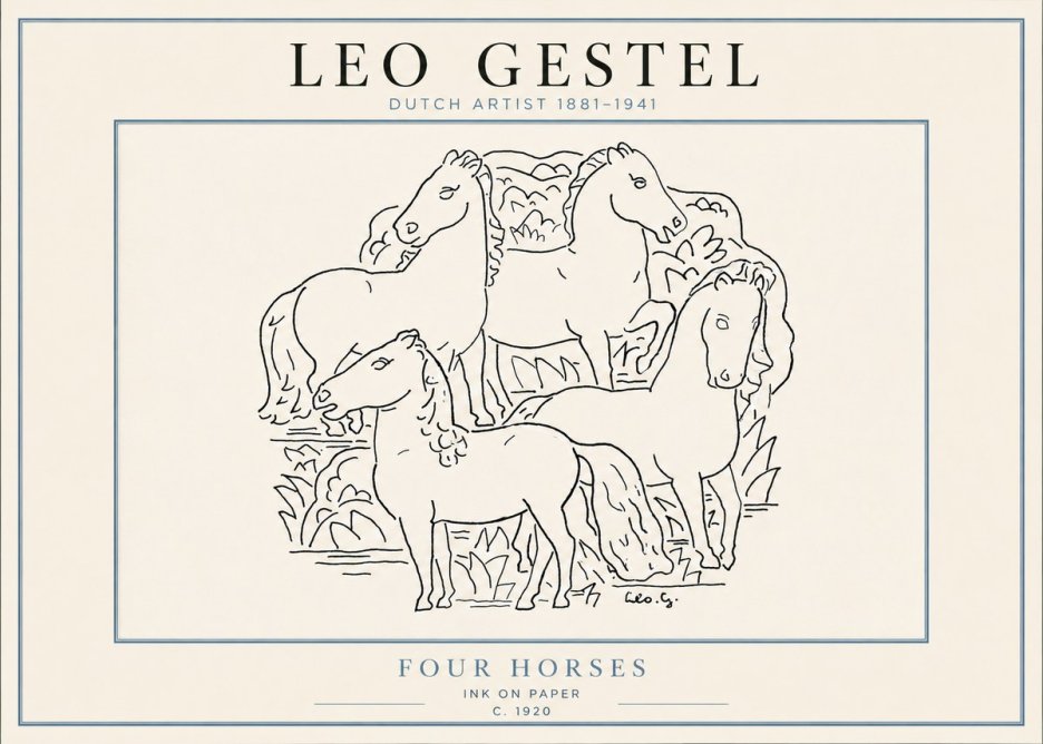 Leo Gestel Four Horses No4 - Poszter