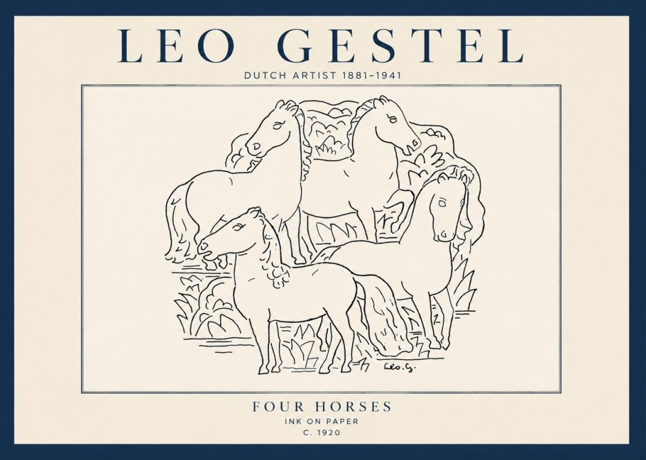 Leo Gestel Four Horses No5 - Poszter