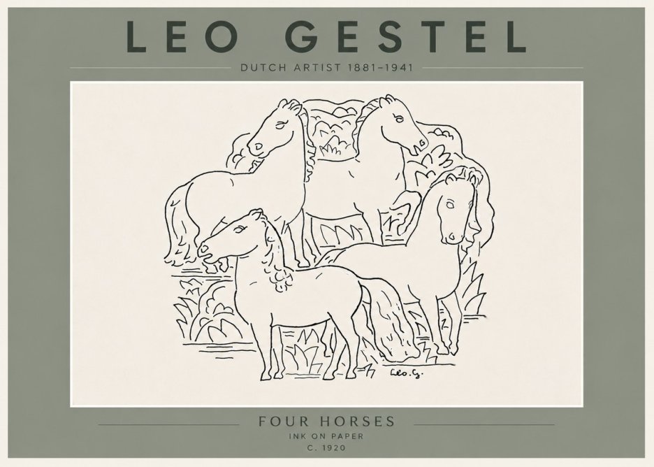 Leo Gestel Four Horses No6 - Poszter