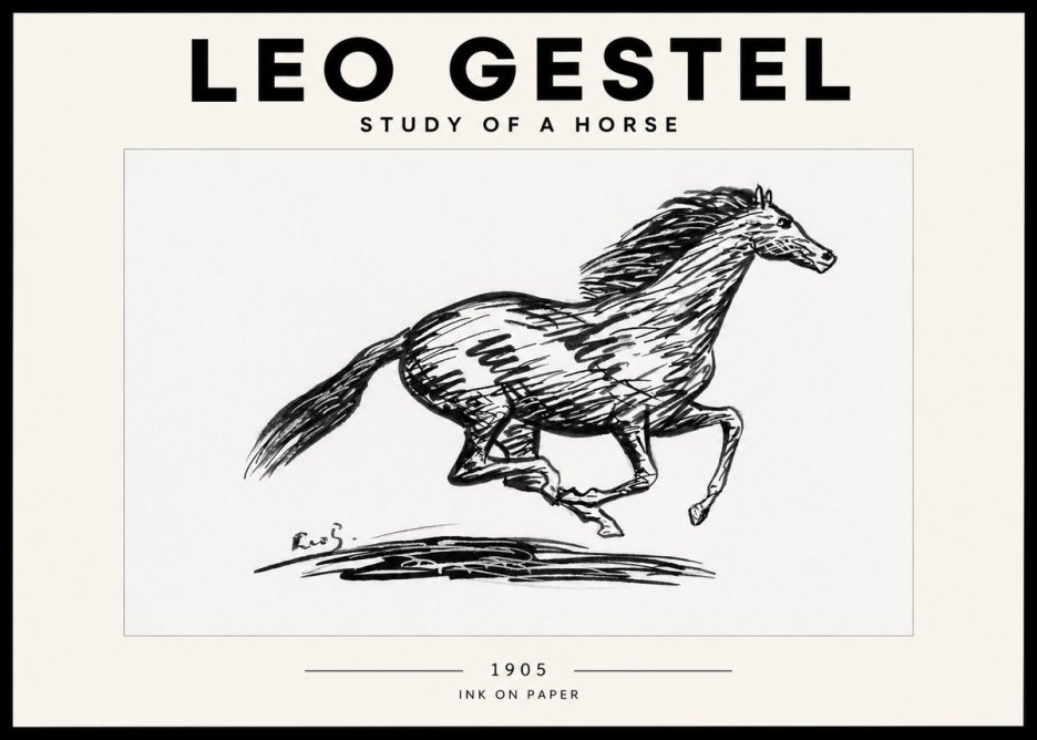Leo Gestel Study of a Horse No2 - Poszter