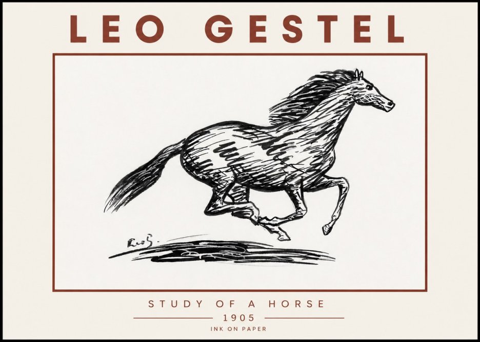 Leo Gestel Study of a Horse No5 - Poszter