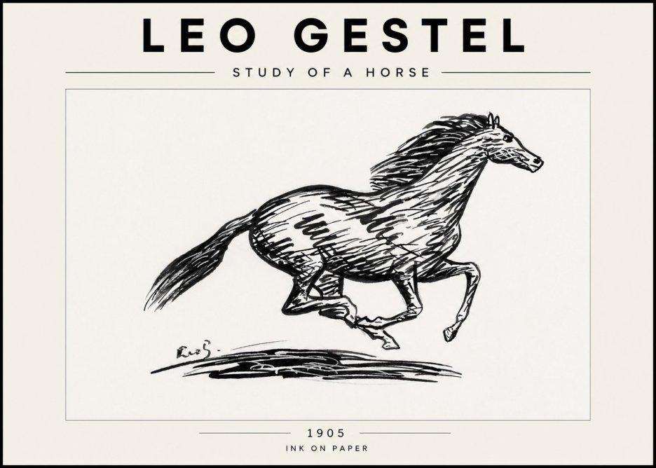 Leo Gestel Study of a Horse No6 - Poszter