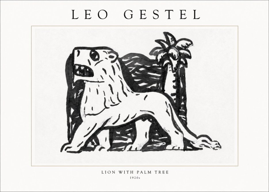Leo Gestel Lion with Palm Tree No1 - Poszter