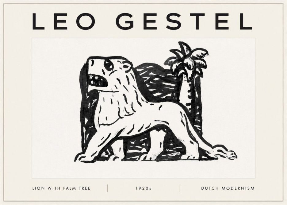 Leo Gestel Lion with Palm Tree No5 - Poszter