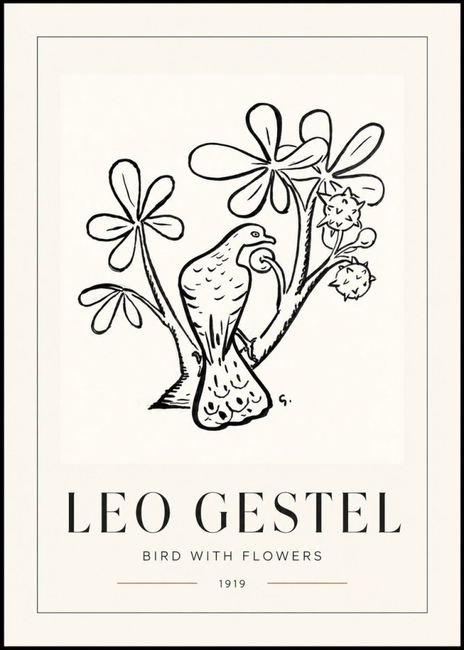 Leo Gestel Bird with Flowers No1 - Poszter