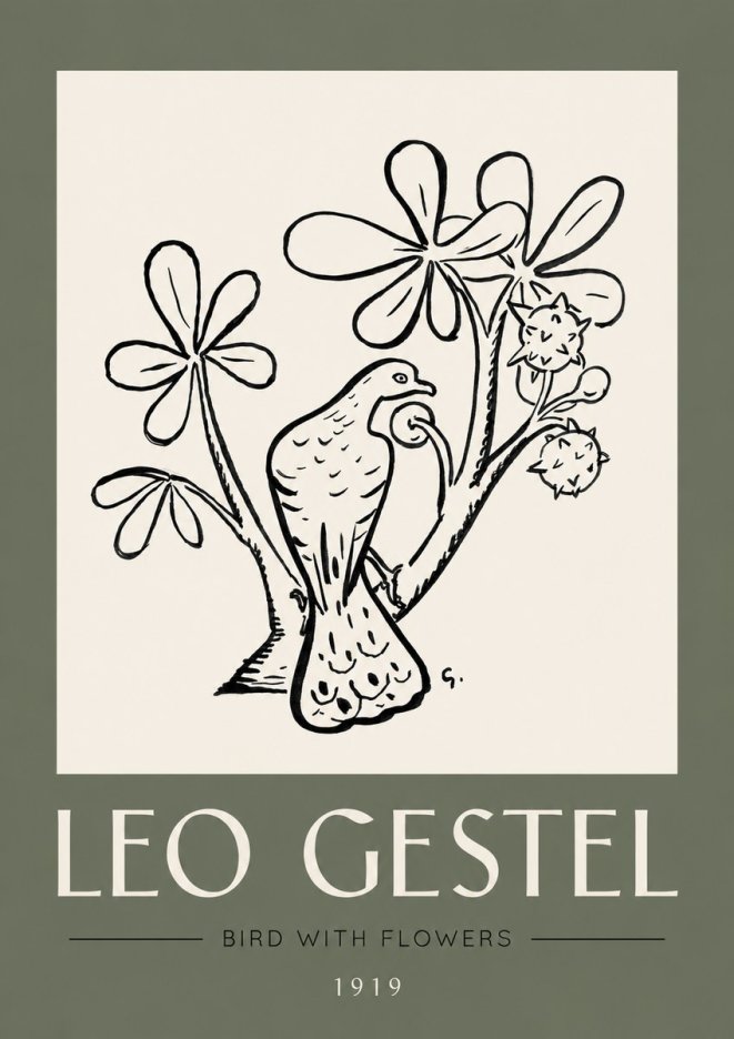 Leo Gestel Bird with Flowers No3 - Poszter